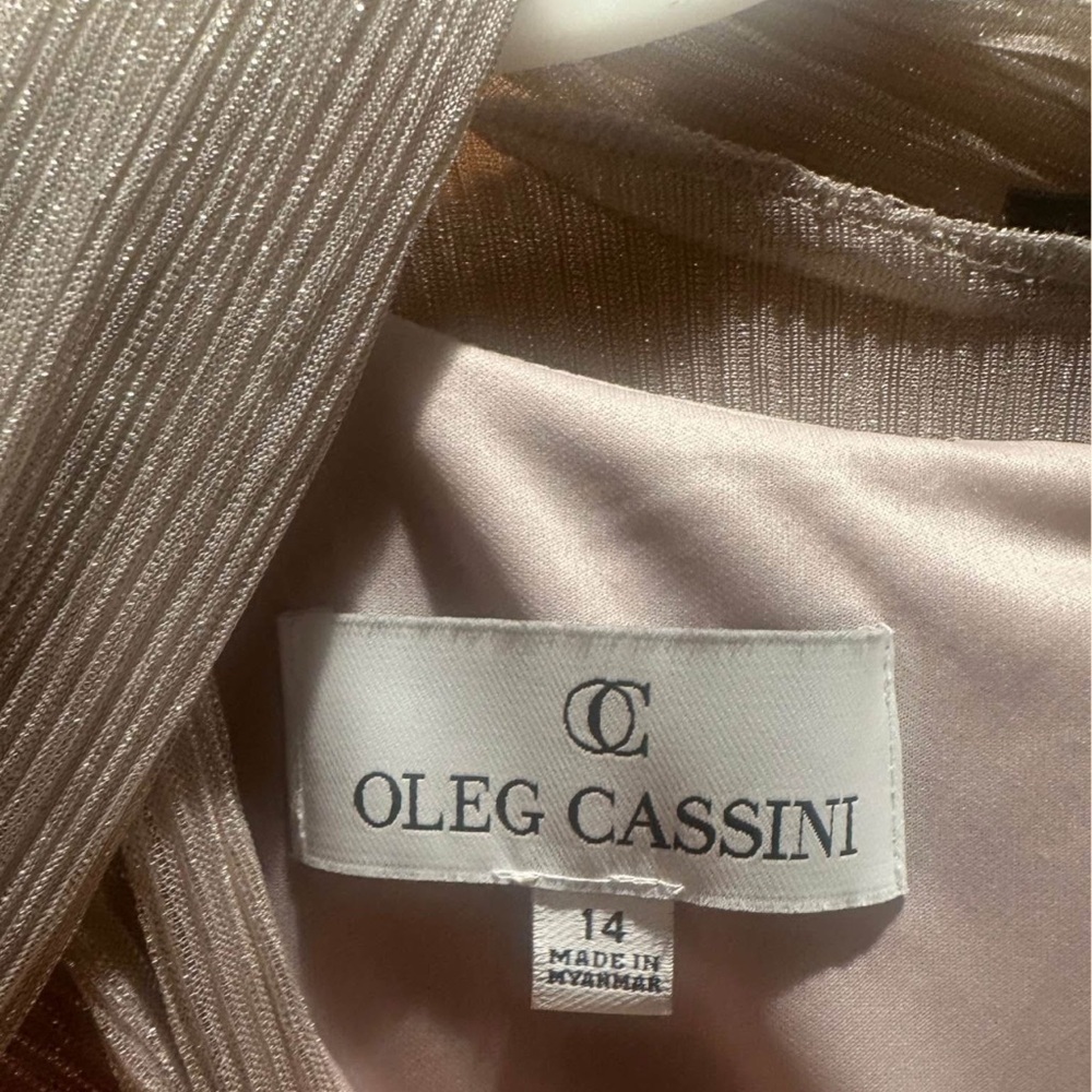 Oleg Cassini Gold Draped Dress - Picture 4 of 9